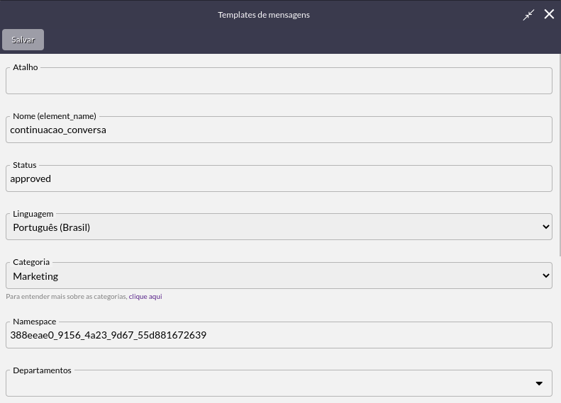 Vincular template após aprovado Opa! Pédia